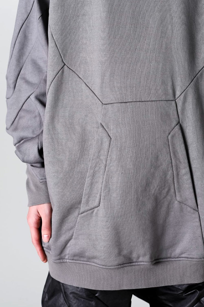 Coated Sweat Seamed Hoodie Gray