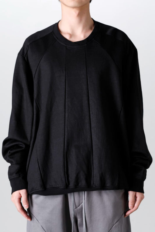 Coated Sweat Seamed Pullover Black