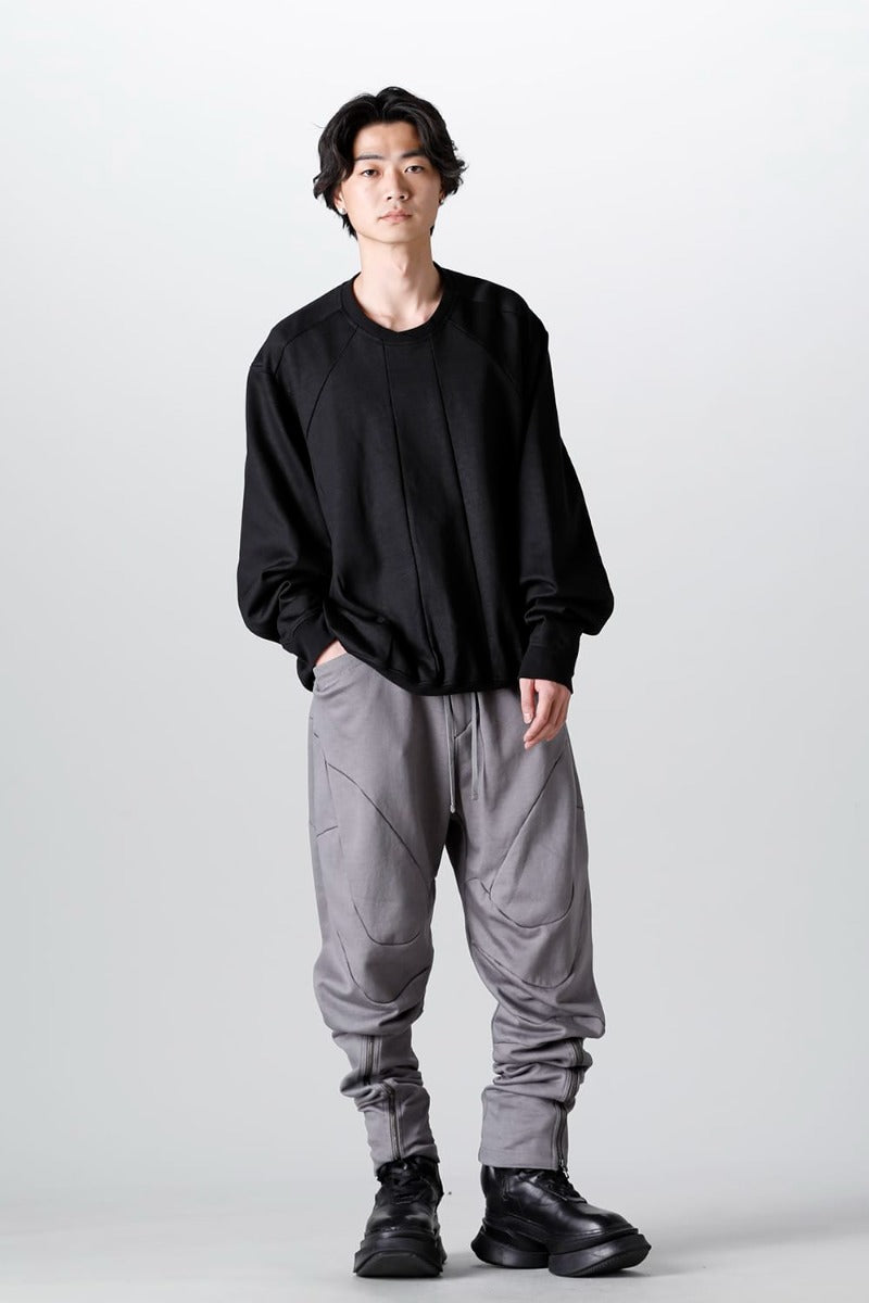 Coated Sweat Seamed Pullover Black