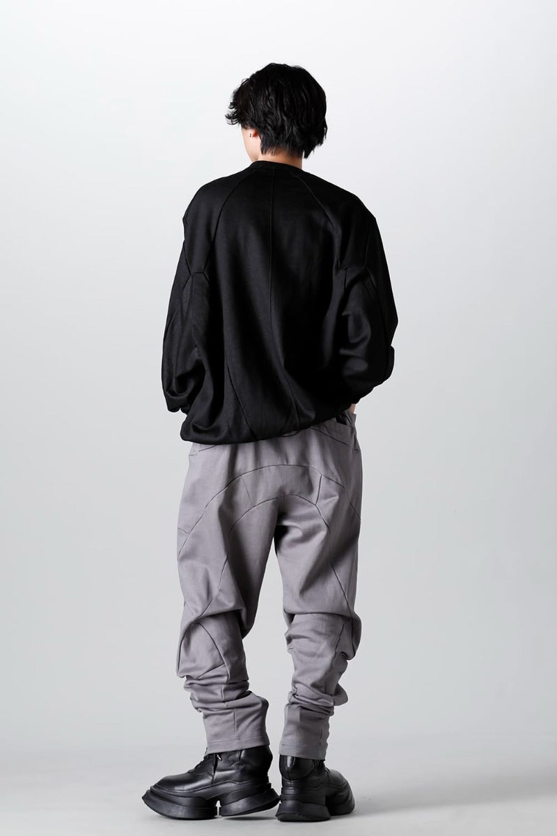 Coated Sweat Seamed Pullover Black