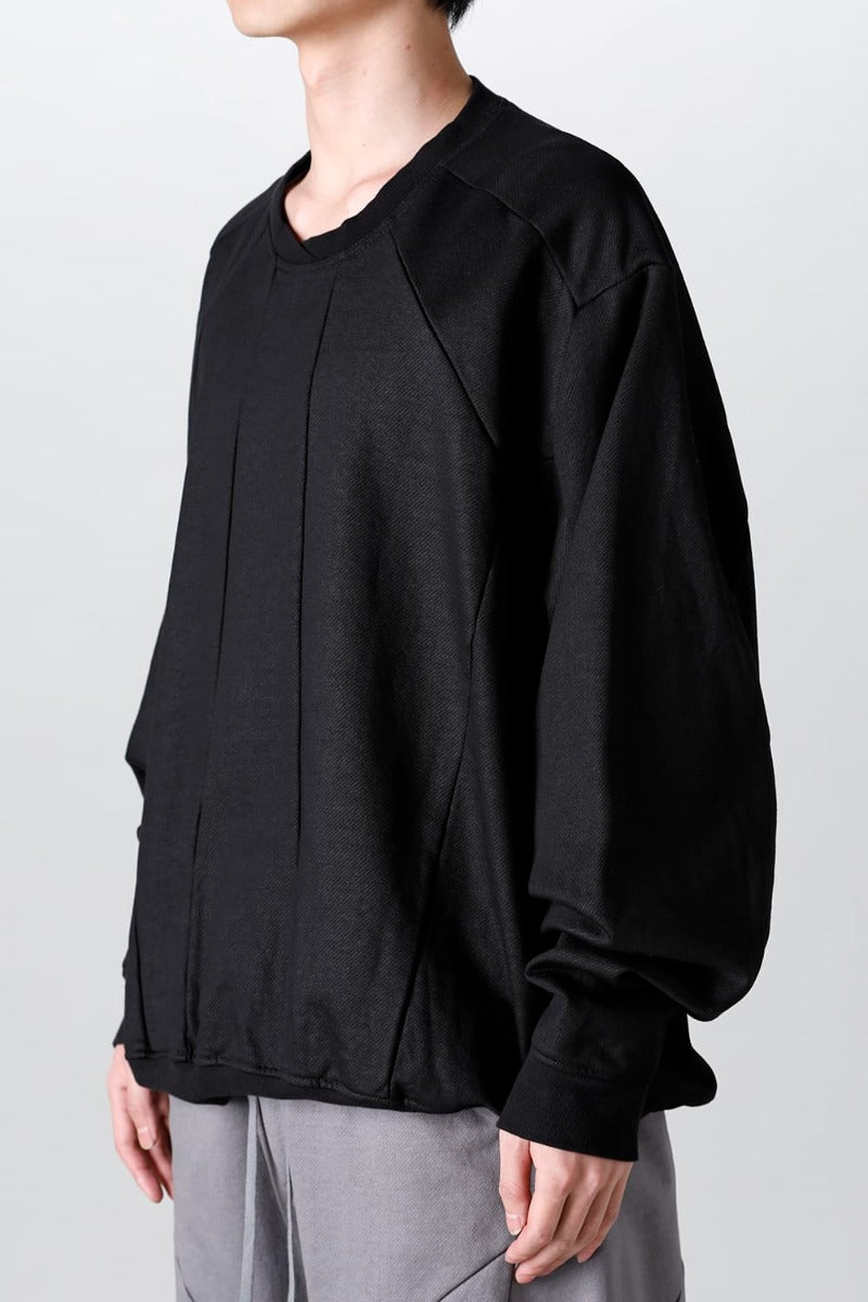 Coated Sweat Seamed Pullover Black