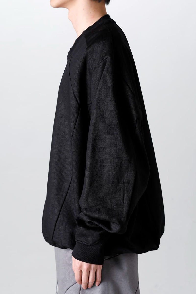 Coated Sweat Seamed Pullover Black