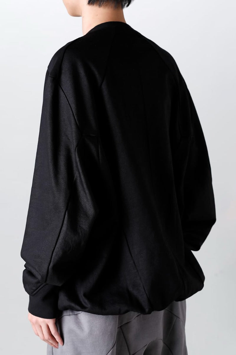 Coated Sweat Seamed Pullover Black