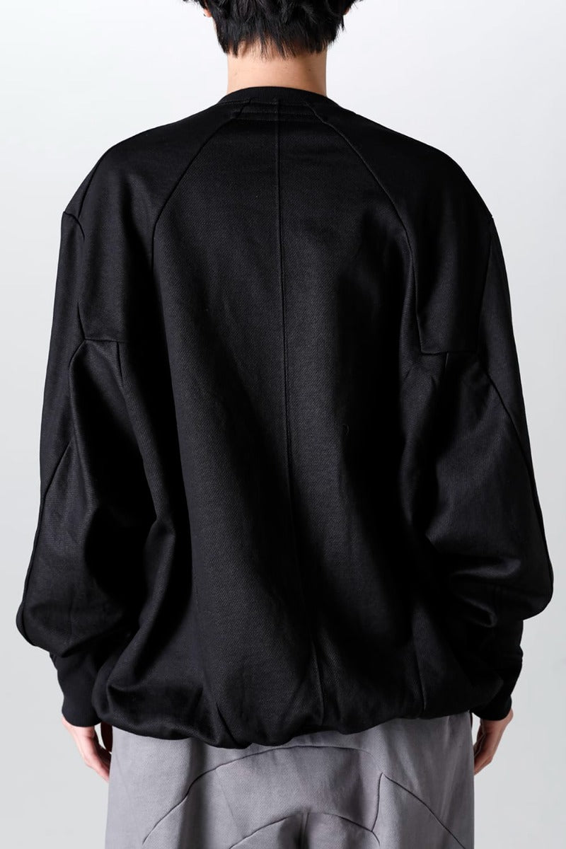 Coated Sweat Seamed Pullover Black