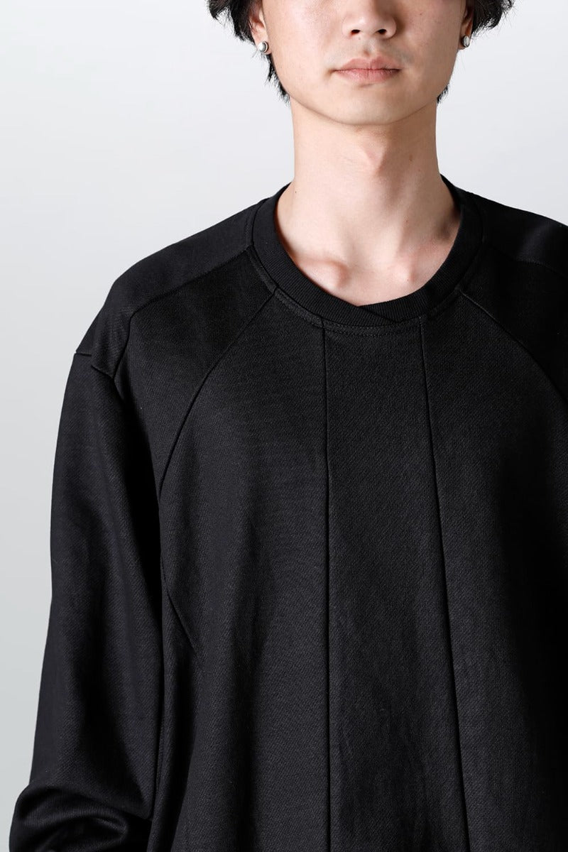 Coated Sweat Seamed Pullover Black