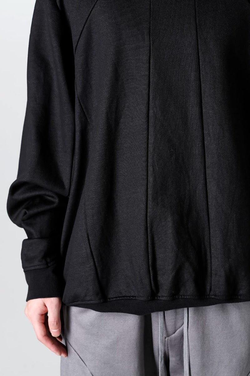 Coated Sweat Seamed Pullover Black