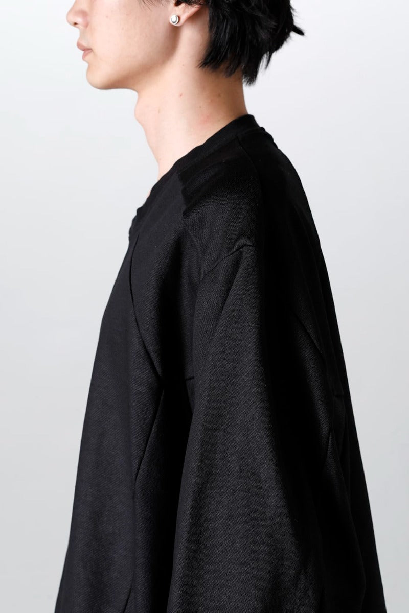 Coated Sweat Seamed Pullover Black