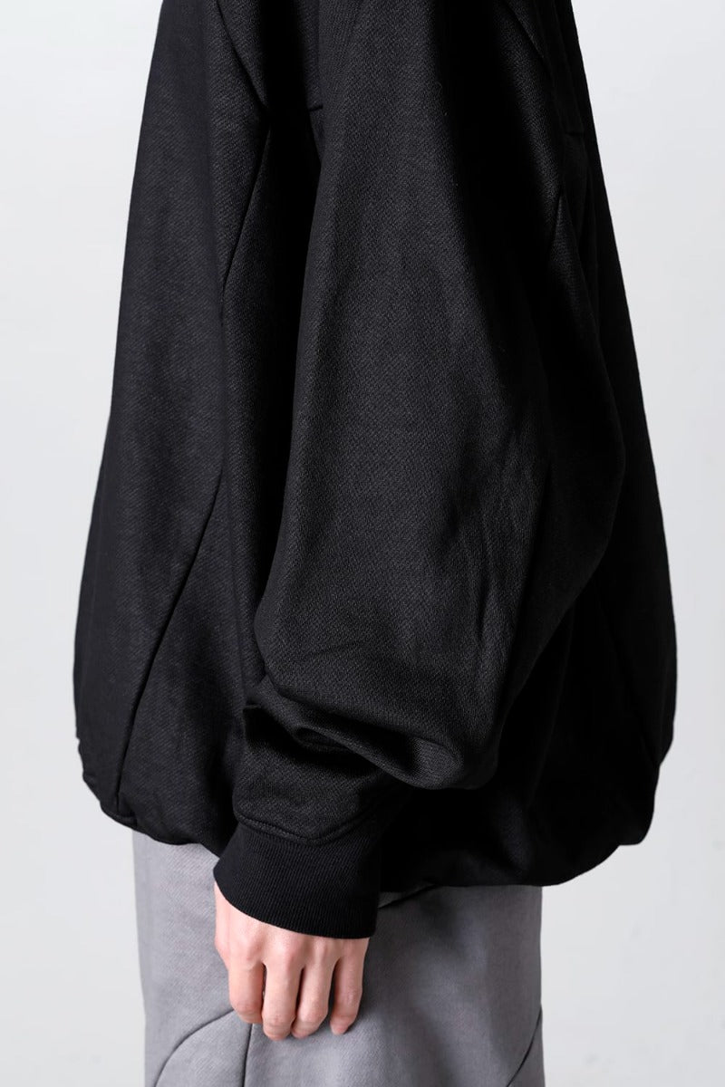 Coated Sweat Seamed Pullover Black