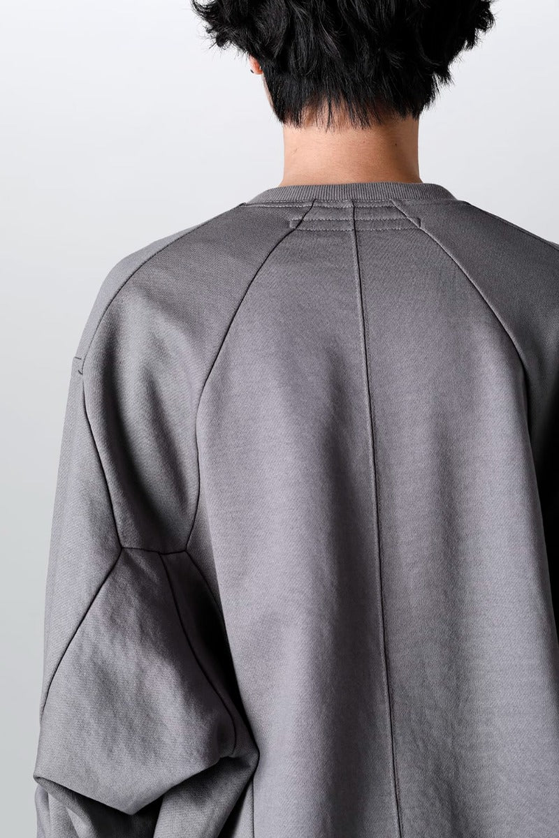 Coated Sweat Seamed Pullover Gray