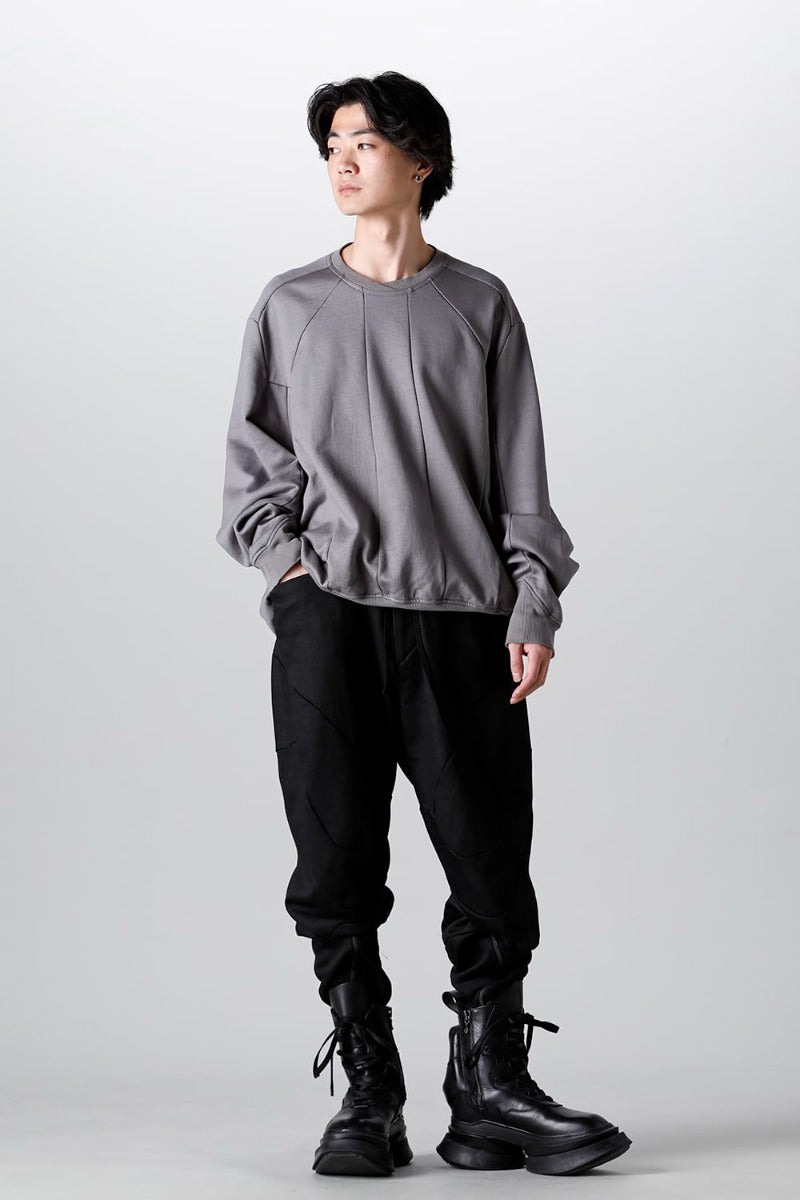 Coated Sweat Seamed Pullover Gray