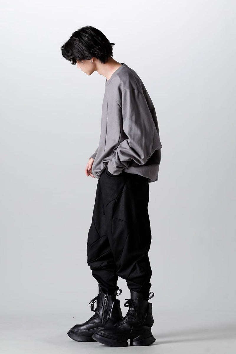 Coated Sweat Seamed Pullover Gray