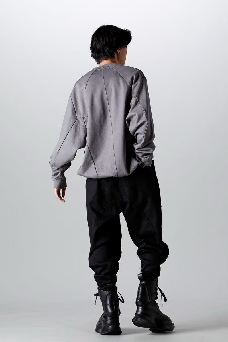 Coated Sweat Seamed Pullover Gray