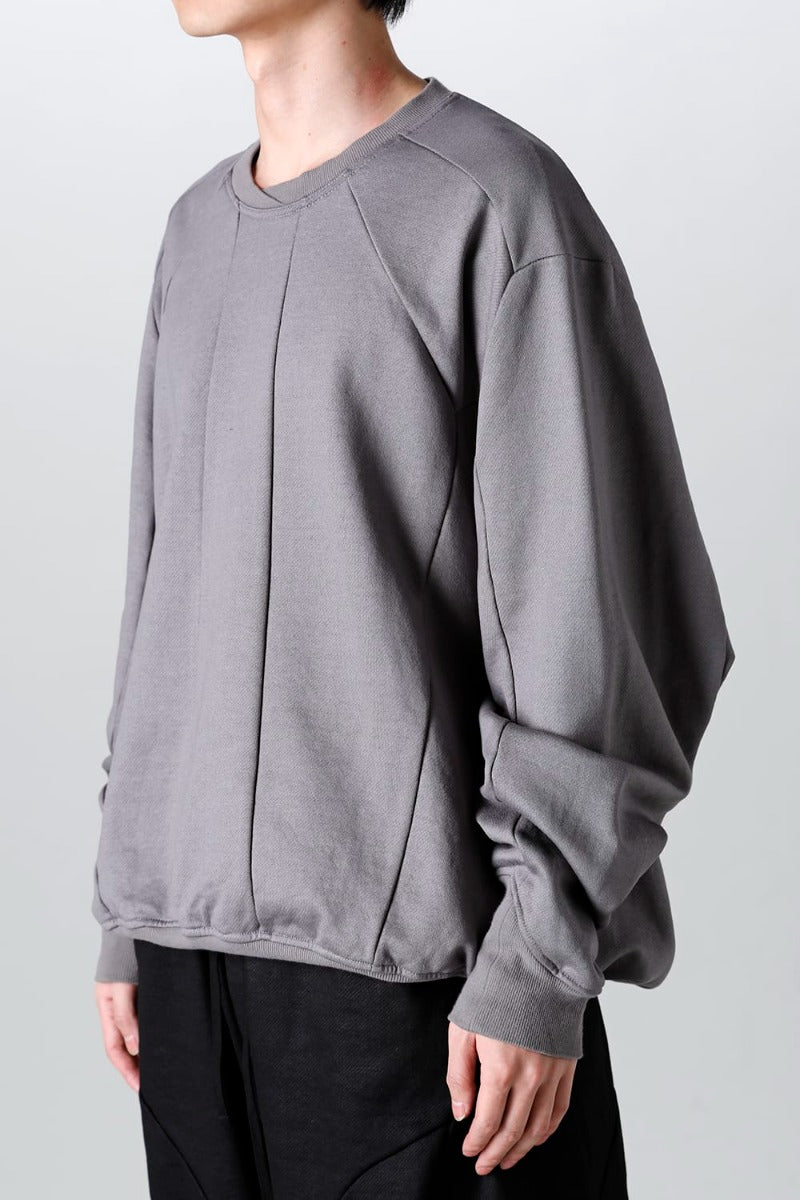 Coated Sweat Seamed Pullover Gray