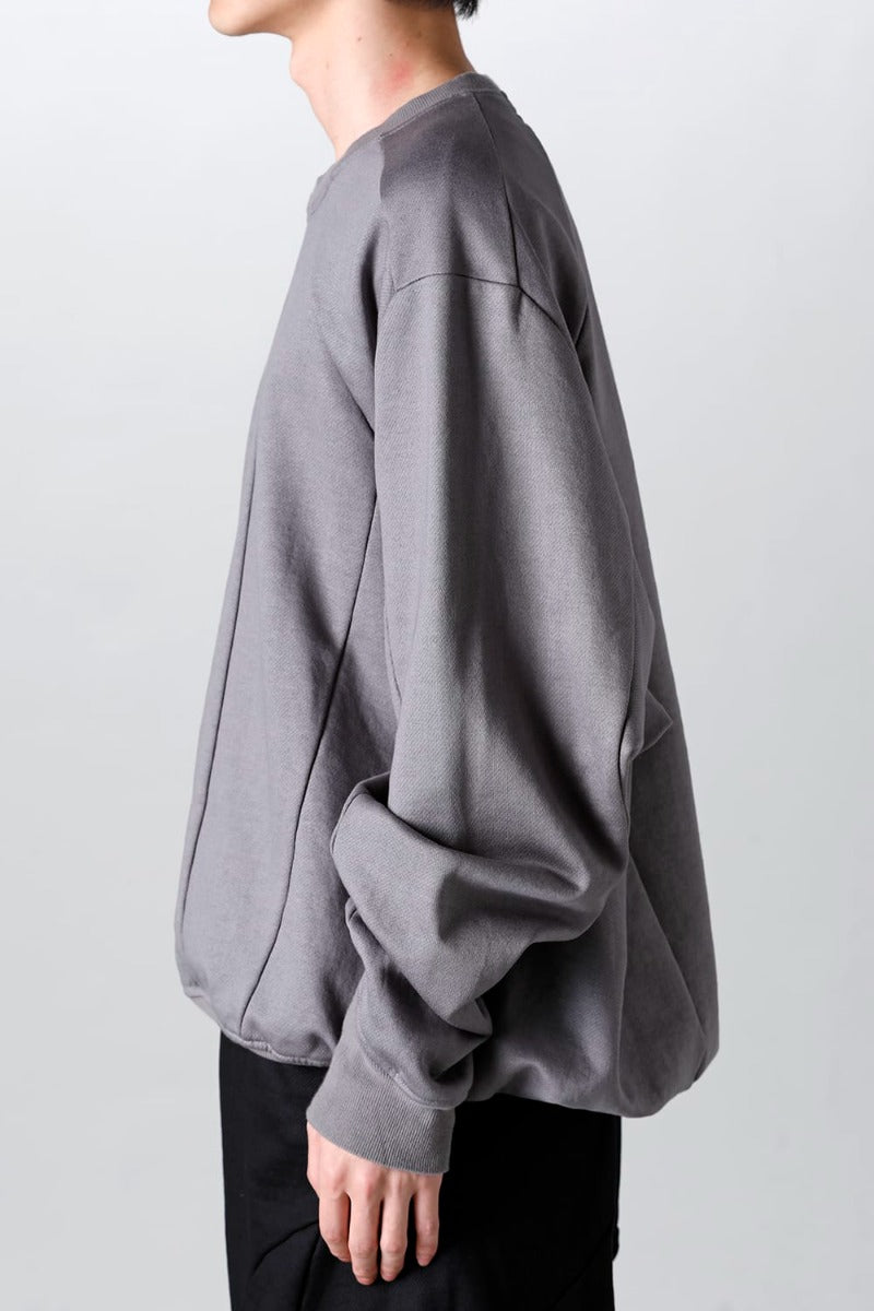 Coated Sweat Seamed Pullover Gray