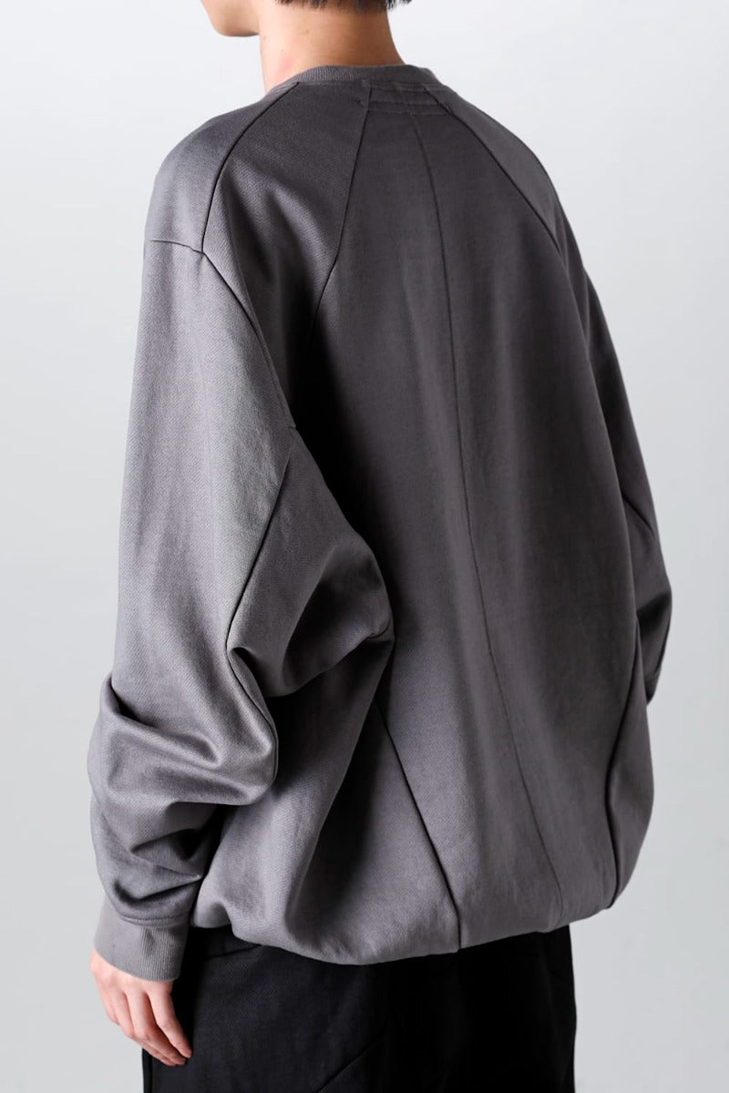 Coated Sweat Seamed Pullover Gray