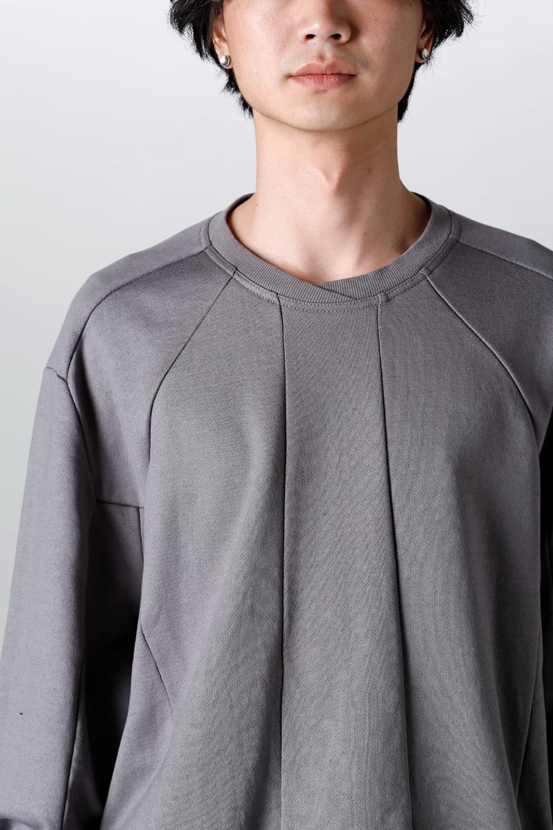 Coated Sweat Seamed Pullover Gray