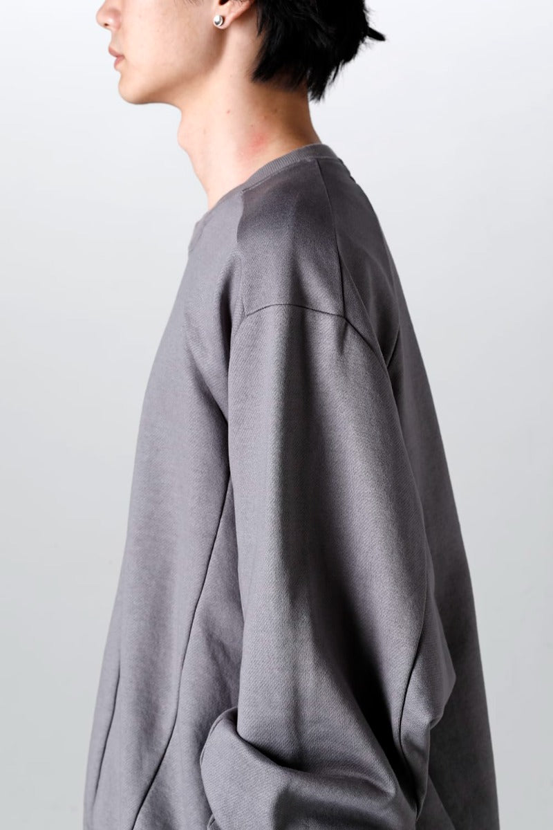 Coated Sweat Seamed Pullover Gray