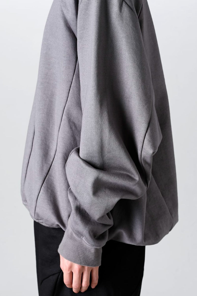 Coated Sweat Seamed Pullover Gray