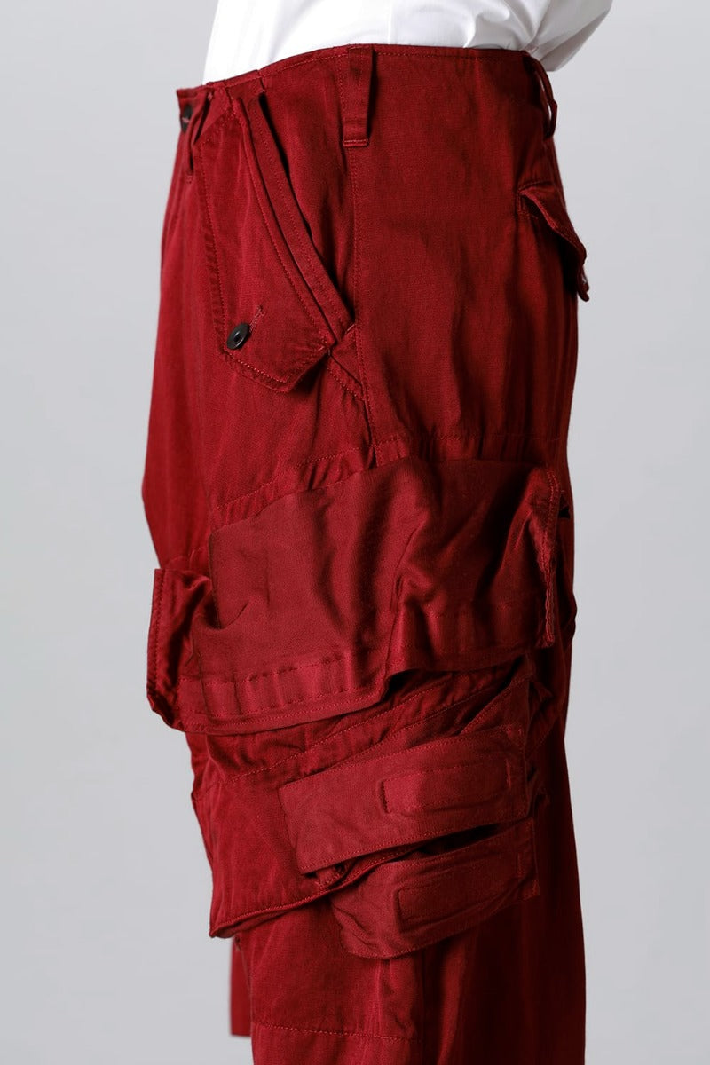 Military Cargo Wide Pants Red