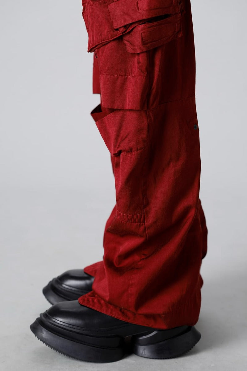 Military Cargo Wide Pants Red