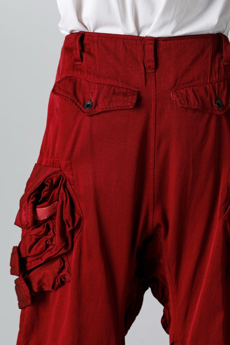 Military Cargo Wide Pants Red