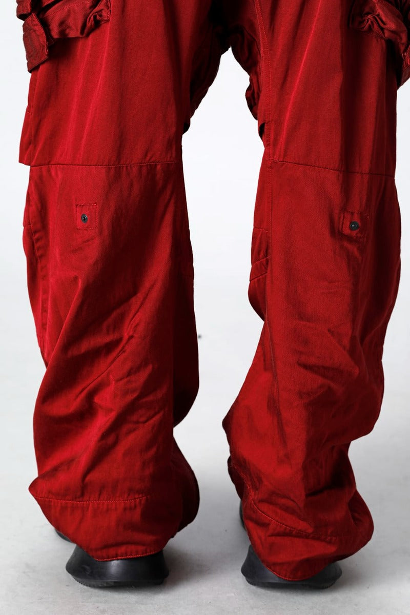 Military Cargo Wide Pants Red