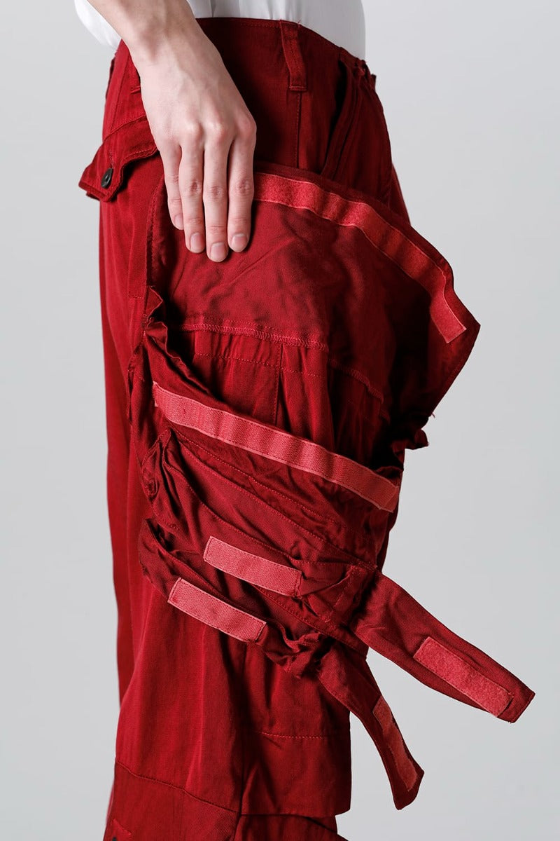 Military Cargo Wide Pants Red