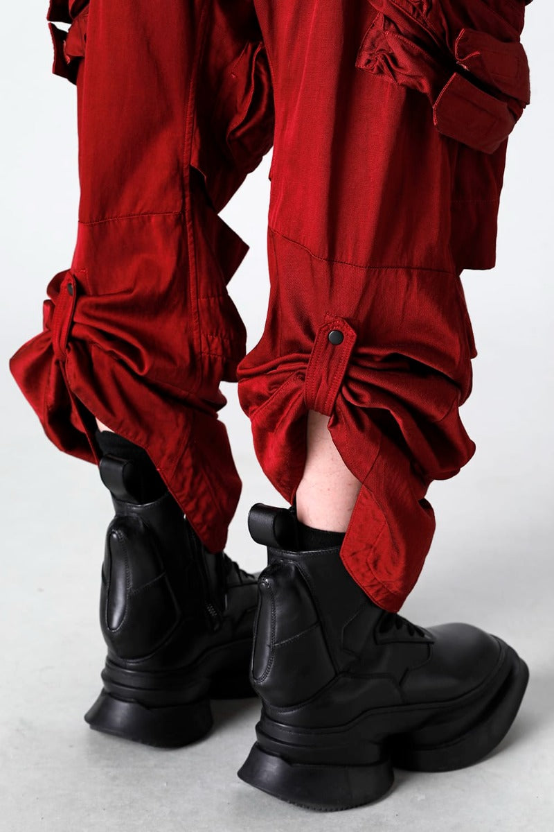 Military Cargo Wide Pants Red