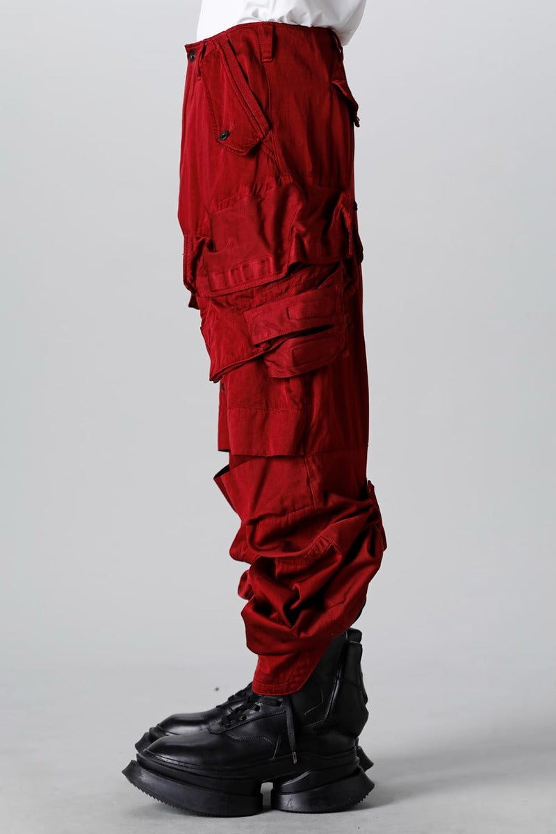 Military Cargo Wide Pants Red