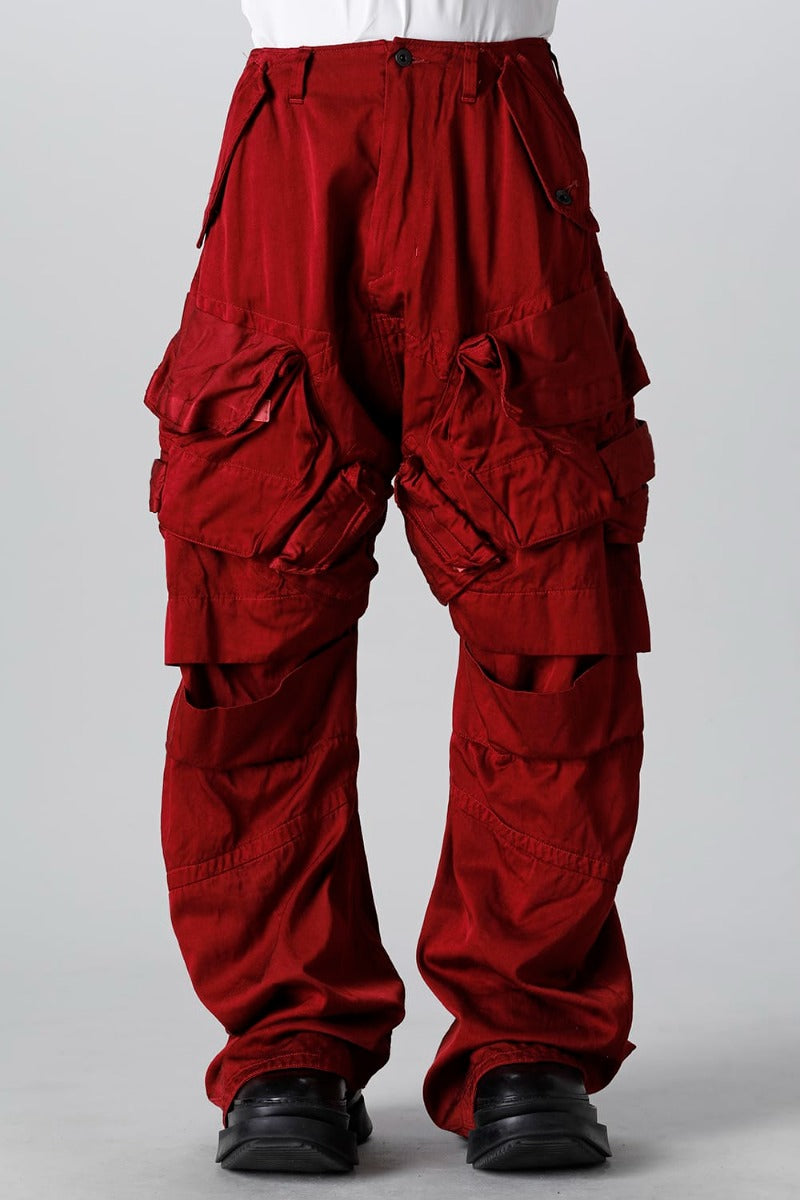 Military Cargo Wide Pants Red