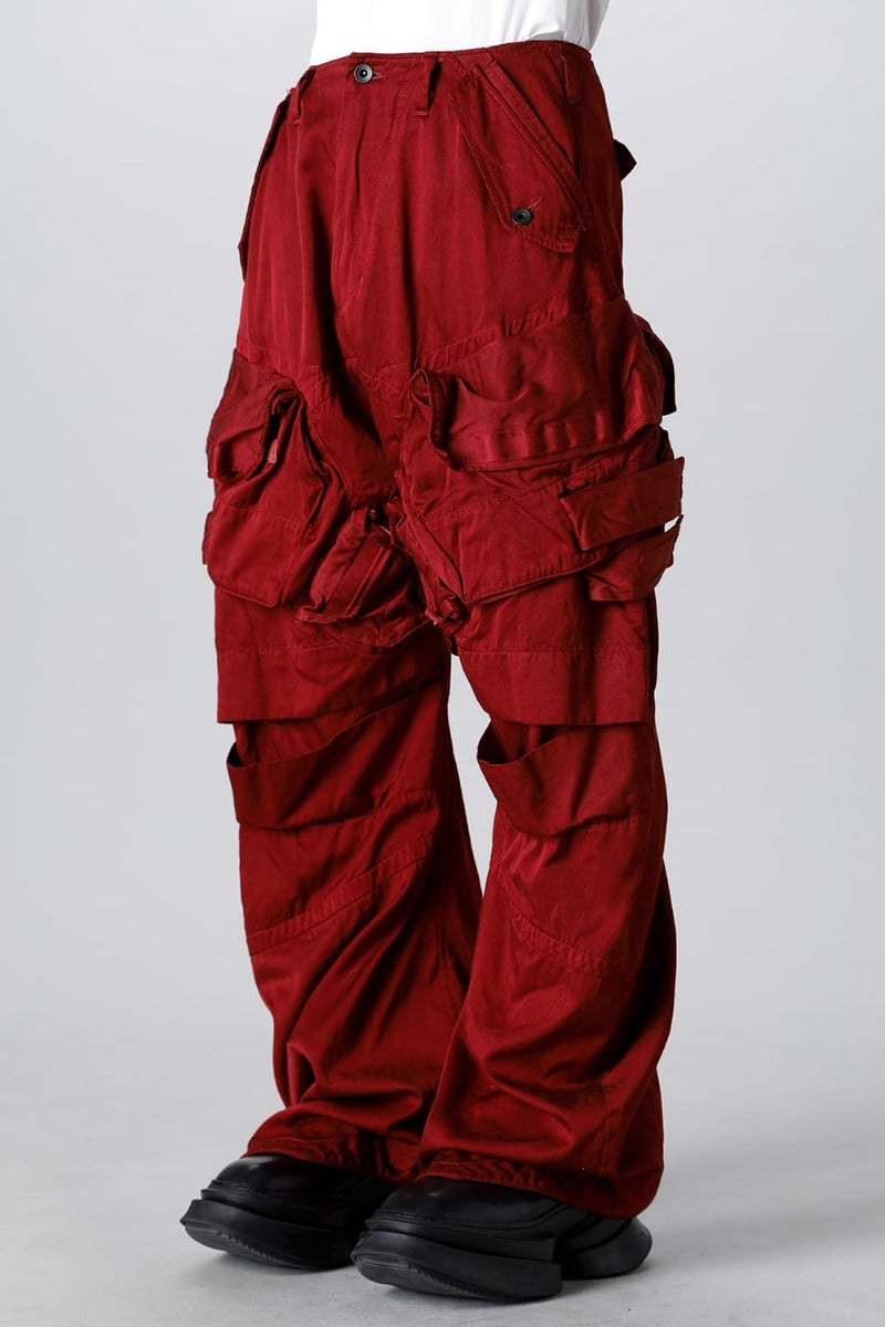 Military Cargo Wide Pants Red