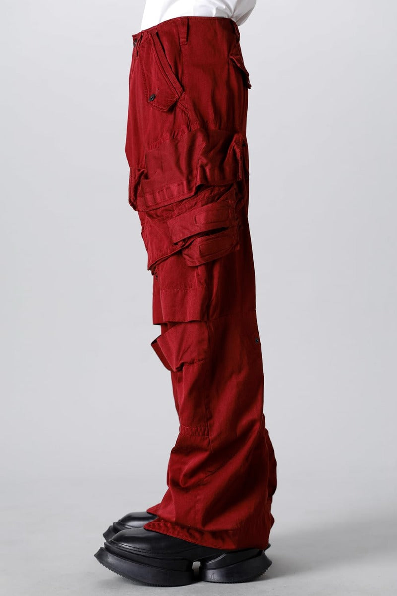 Military Cargo Wide Pants Red