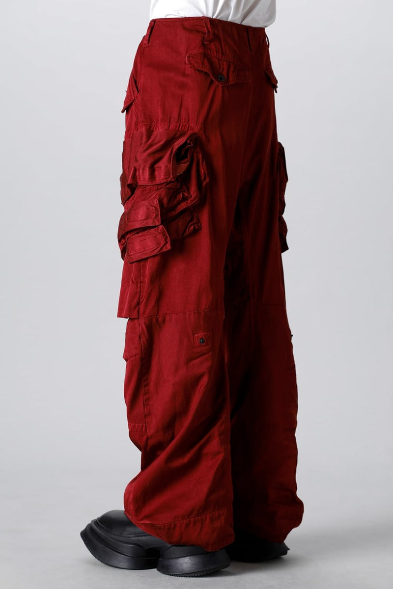 Military Cargo Wide Pants Red