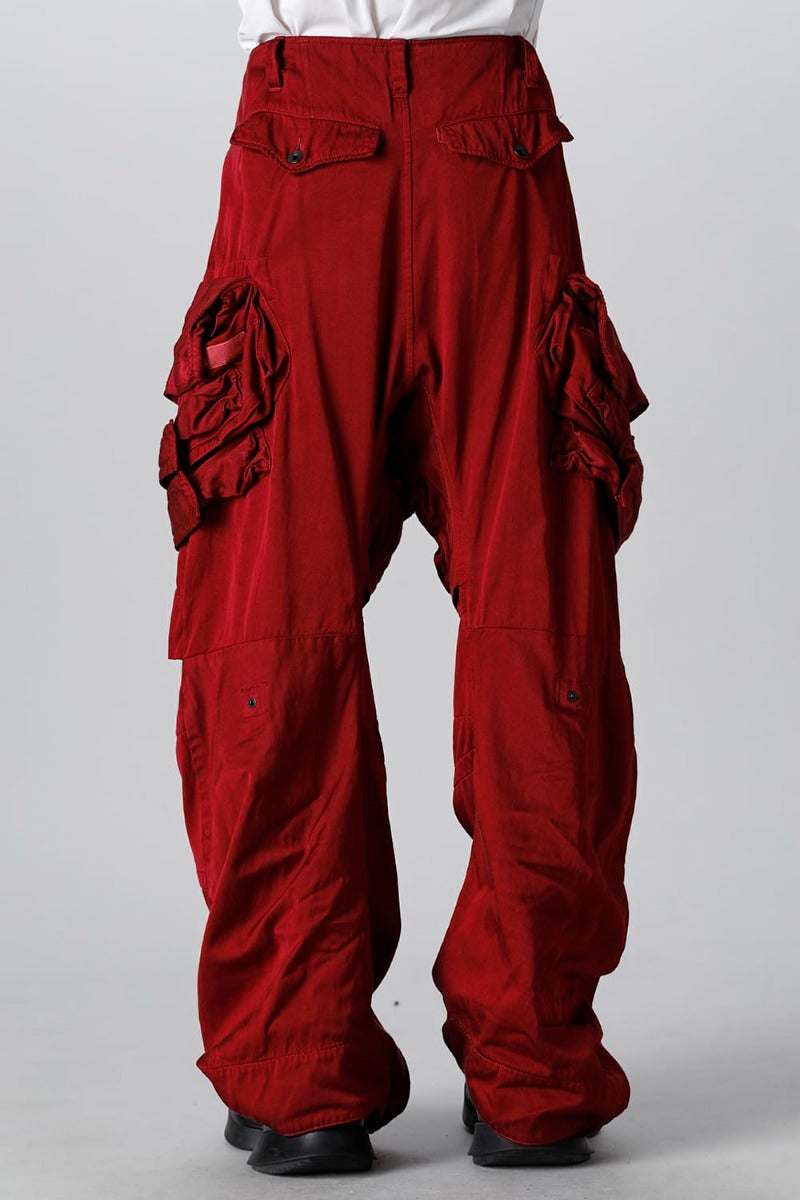 Military Cargo Wide Pants Red