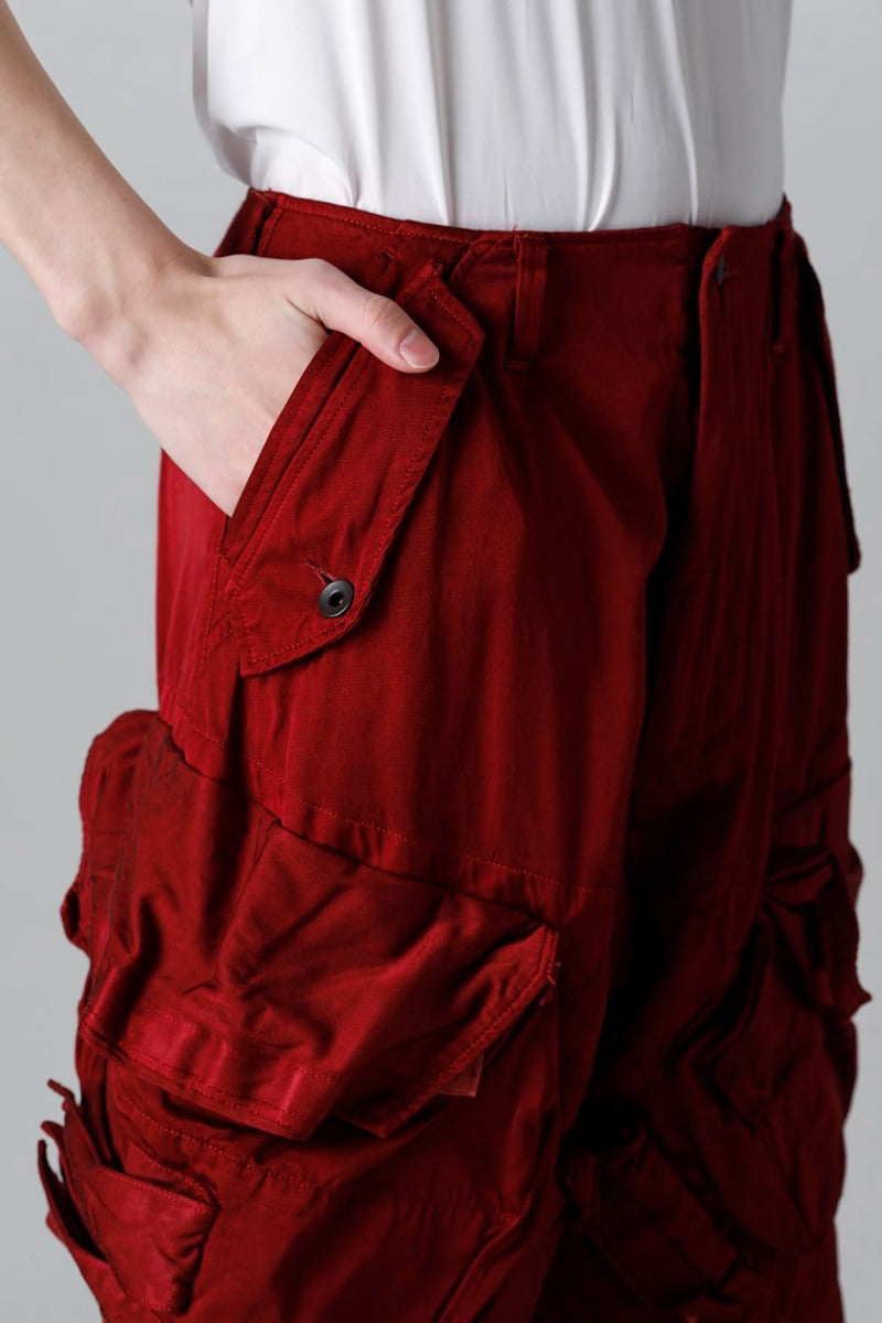 Military Cargo Wide Pants Red