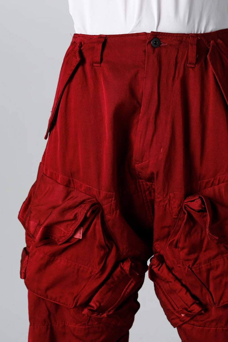 Military Cargo Wide Pants Red