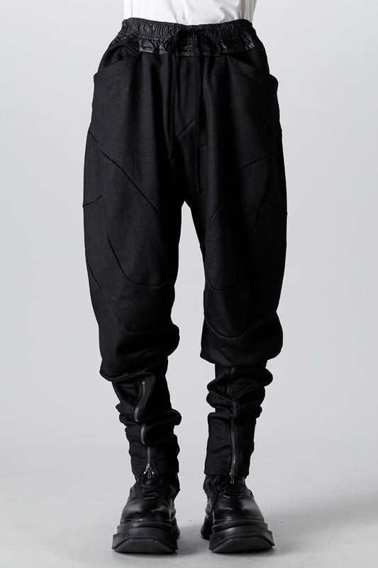 Coated Sweat Front Zip Seamed Pants Black