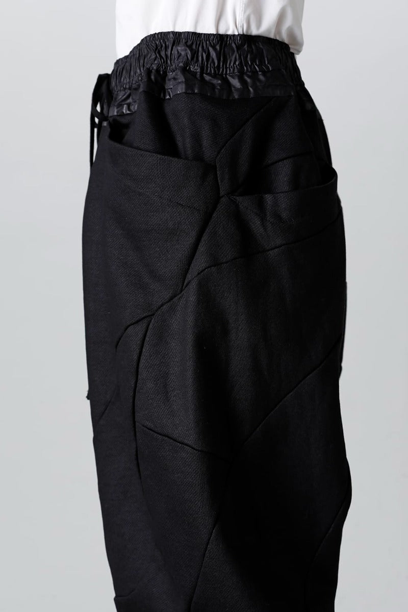 Coated Sweat Front Zip Seamed Pants Black