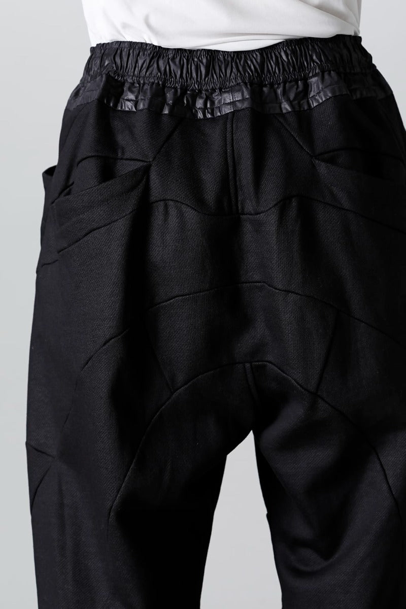 Coated Sweat Front Zip Seamed Pants Black