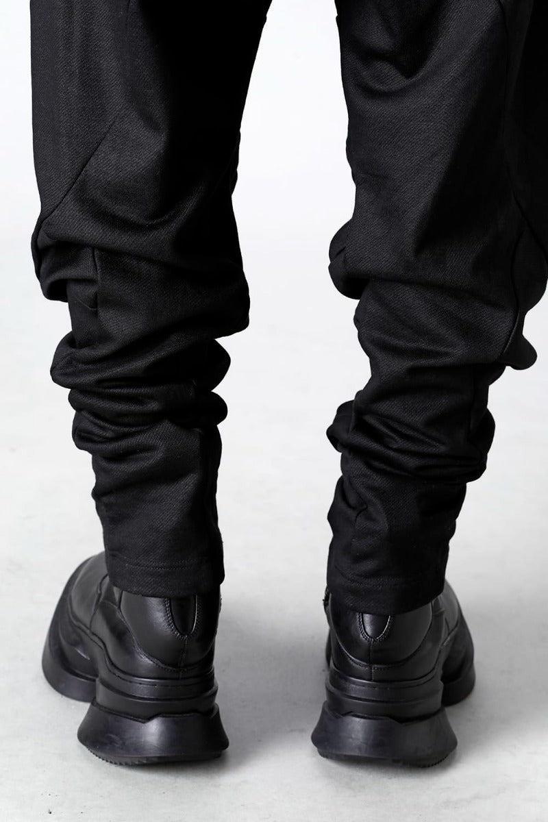 Coated Sweat Front Zip Seamed Pants Black