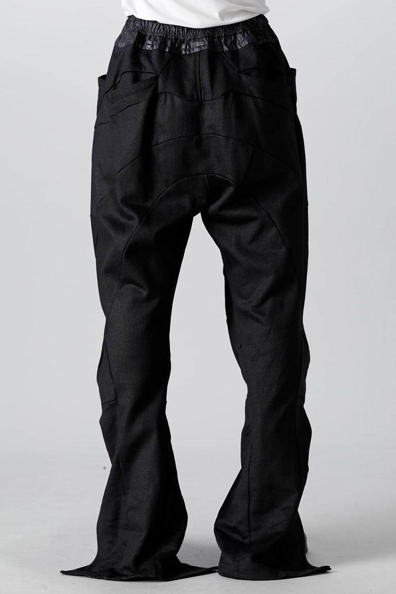 Coated Sweat Front Zip Seamed Pants Black