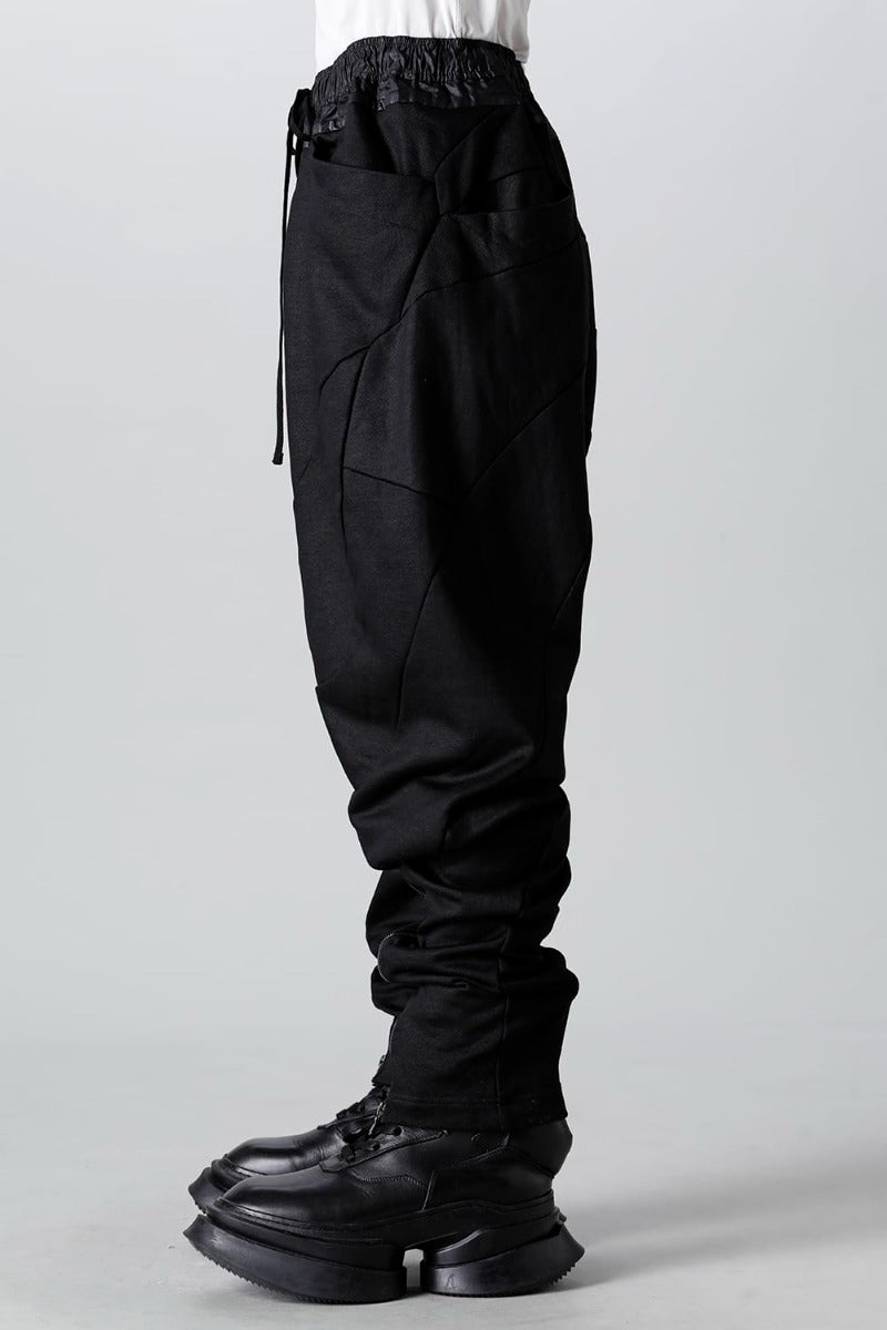 Coated Sweat Front Zip Seamed Pants Black