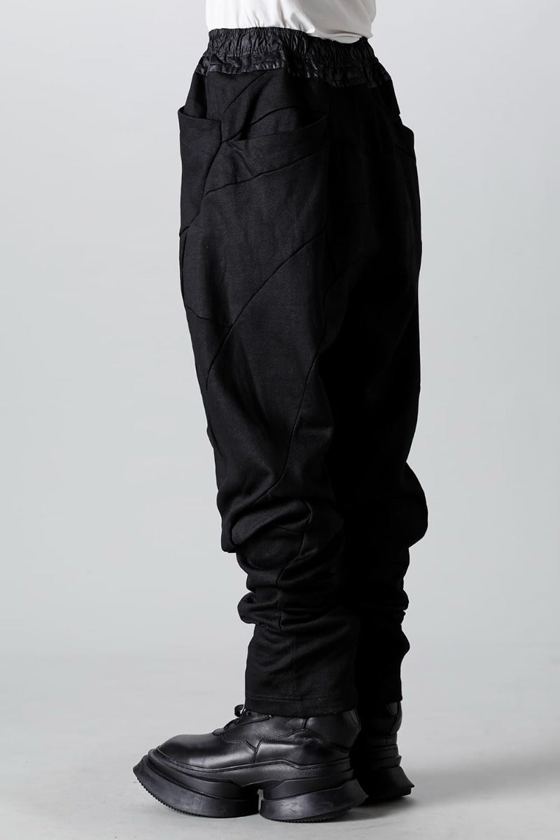 Coated Sweat Front Zip Seamed Pants Black