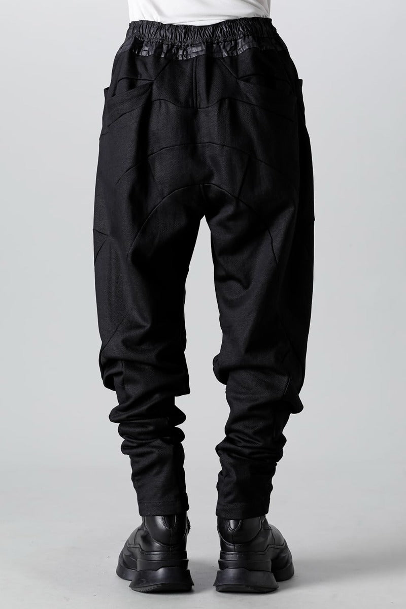 Coated Sweat Front Zip Seamed Pants Black