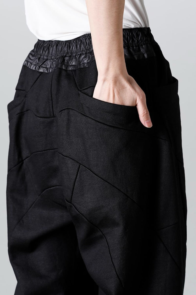 Coated Sweat Front Zip Seamed Pants Black