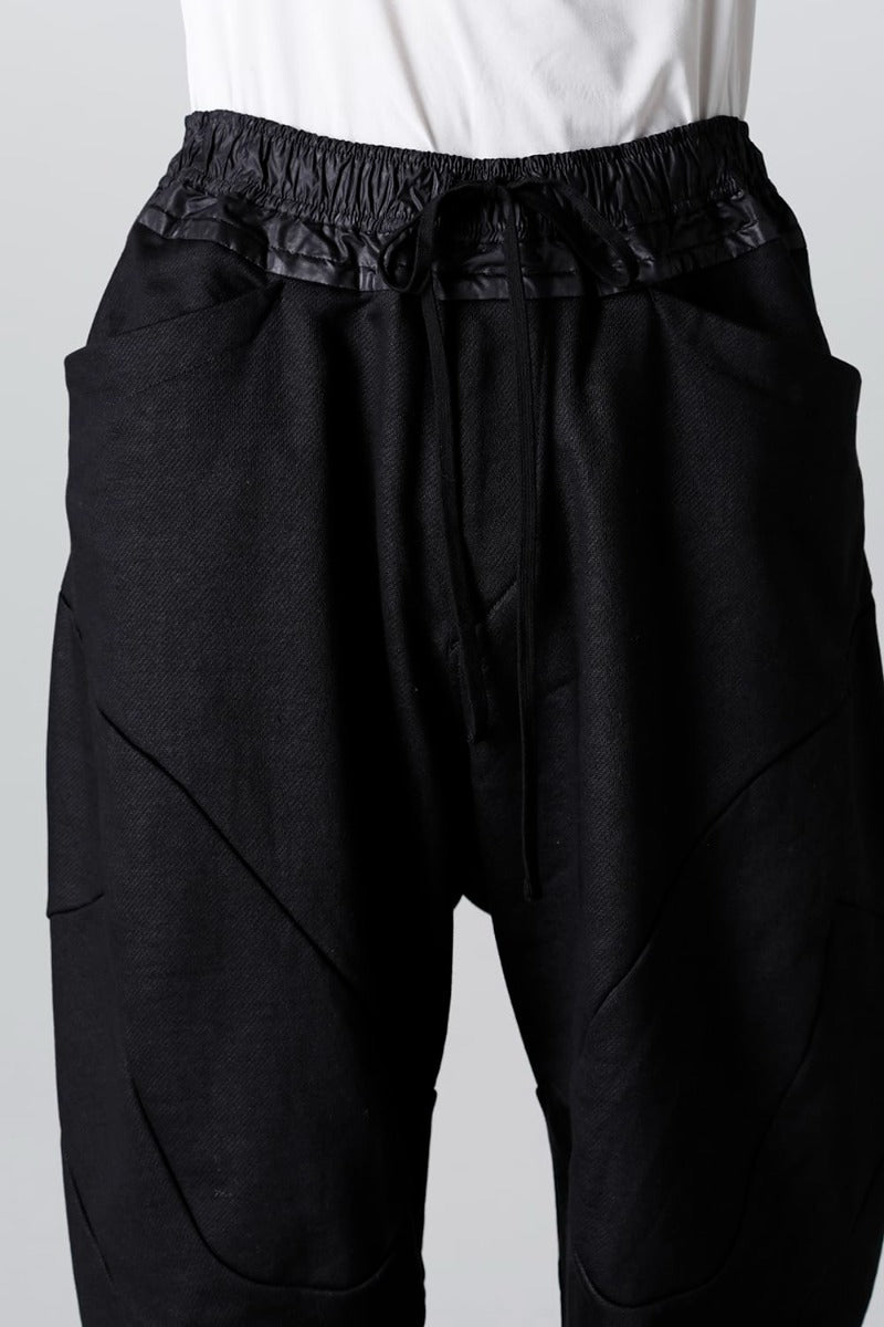 Coated Sweat Front Zip Seamed Pants Black