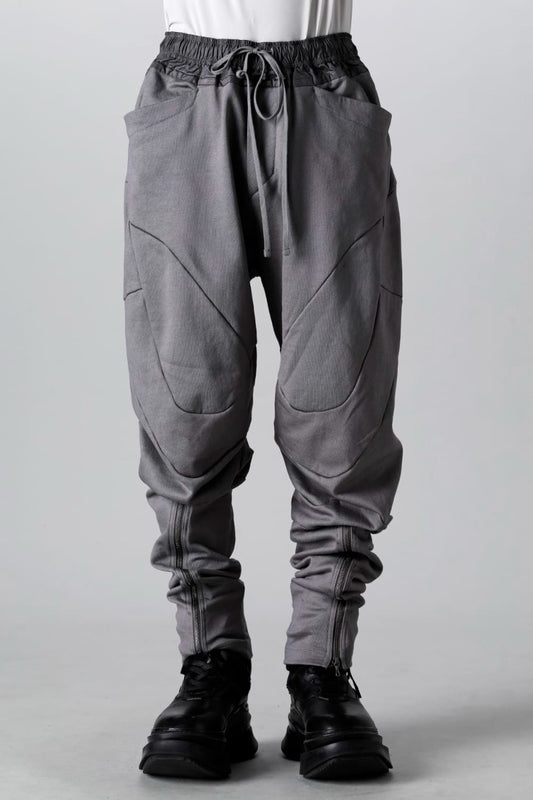 Coated Sweat Front Zip Seamed Pants Gray