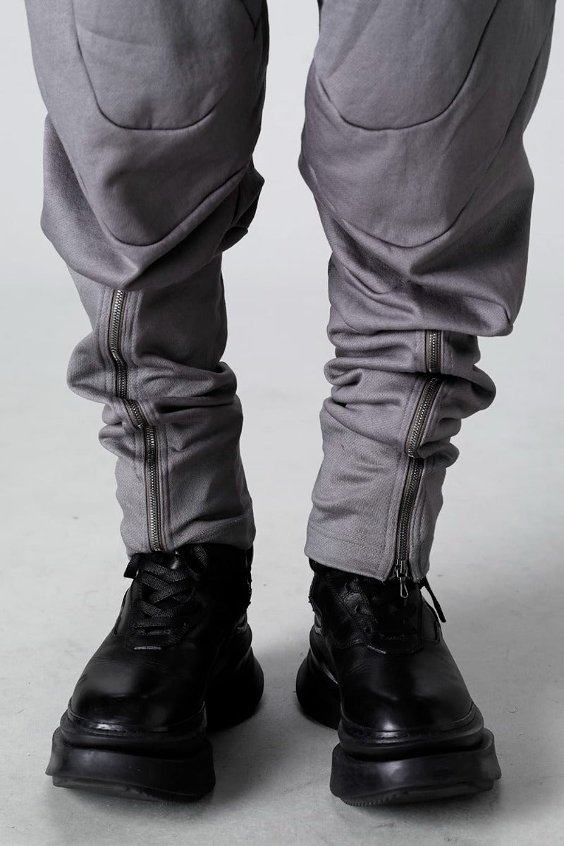 Coated Sweat Front Zip Seamed Pants Gray