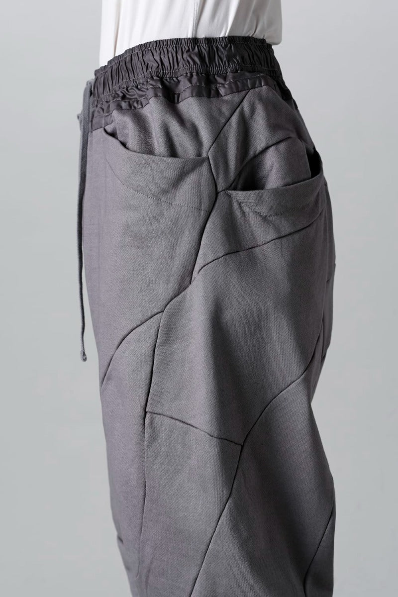 Coated Sweat Front Zip Seamed Pants Gray