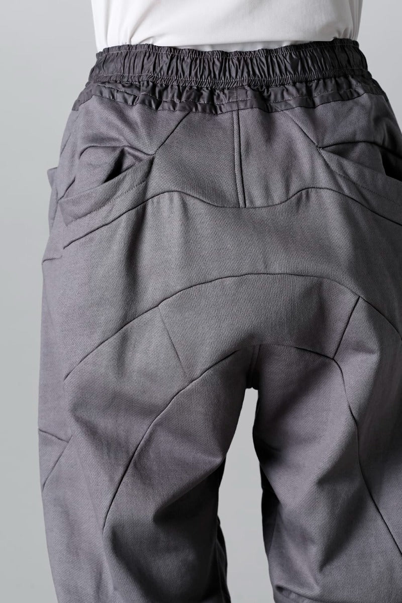 Coated Sweat Front Zip Seamed Pants Gray